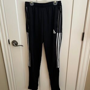 Adidas Kids Black Joggers with White Stripes